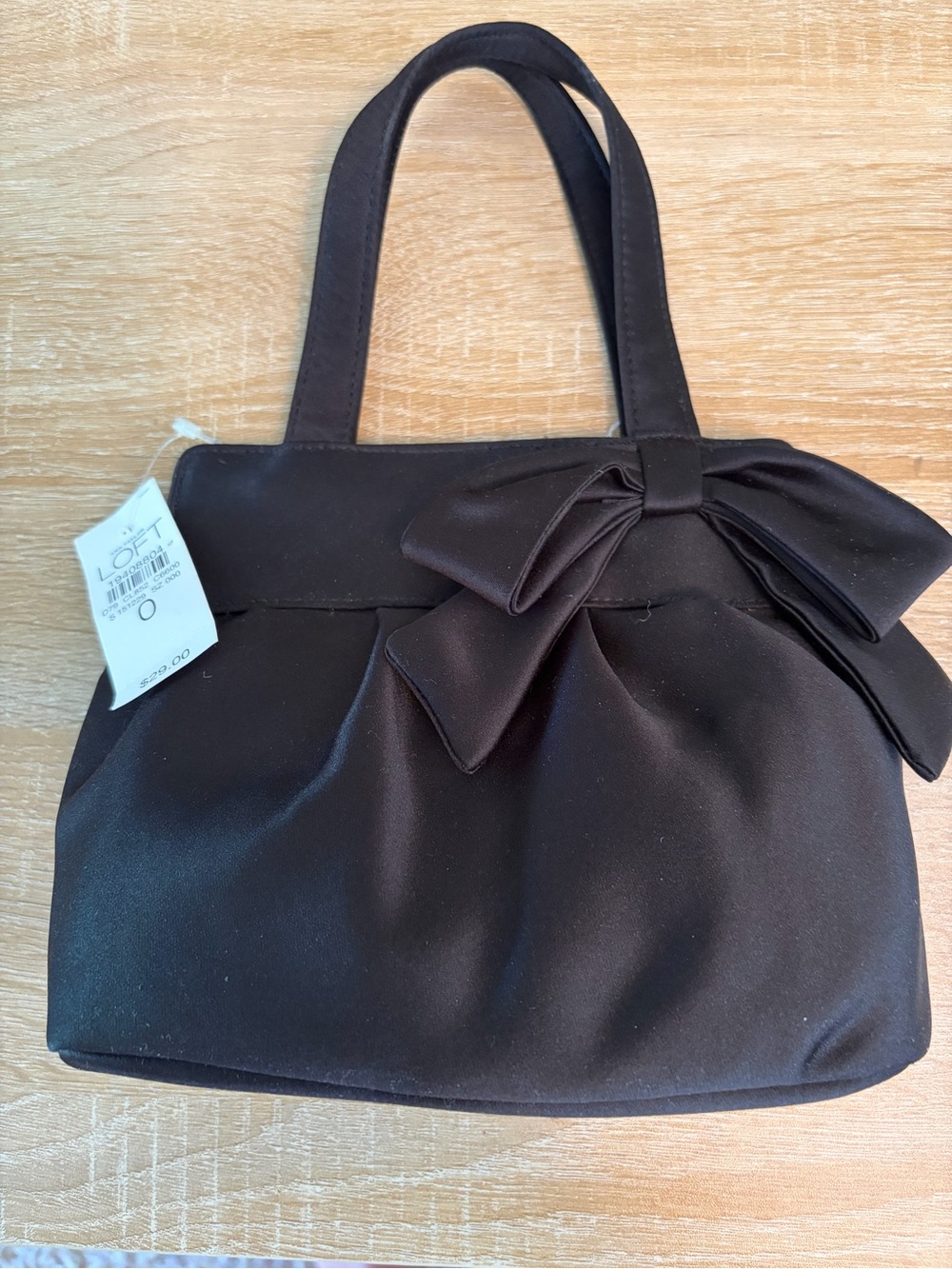 NWT LOFT Black Pleated Top-Handle Small Purse